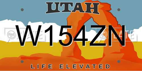 W154ZN Utah License Plate
