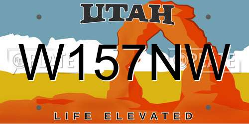 W157NW Utah License Plate