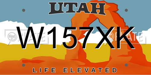 W157XK Utah License Plate