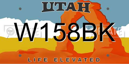 W158BK Utah License Plate