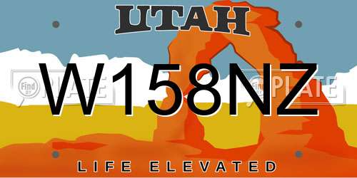 W158NZ Utah License Plate