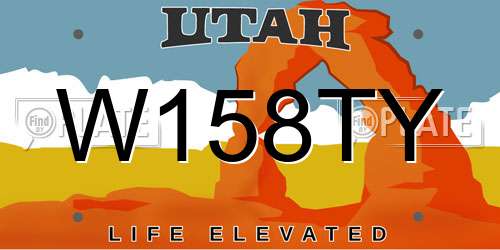 W158TY Utah License Plate