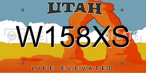 W158XS Utah License Plate