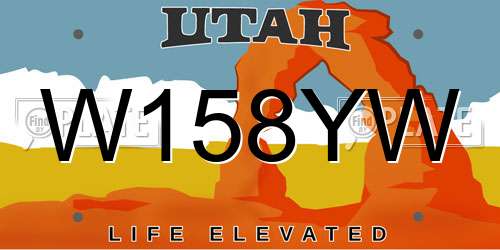 W158YW Utah License Plate