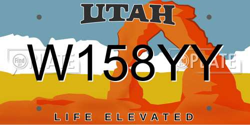 W158YY Utah License Plate