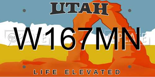W167MN Utah License Plate