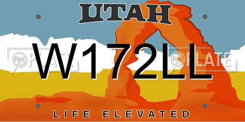 W172LL Utah License Plate