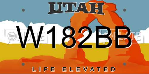 W182BB Utah License Plate
