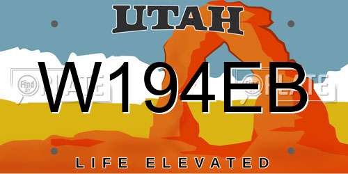 W194EB Utah License Plate