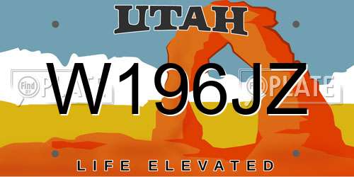 W196JZ Utah License Plate