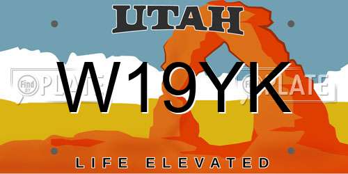 W19YK Utah License Plate