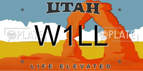W1LL Utah License Plate