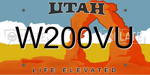 W200VU Utah License Plate
