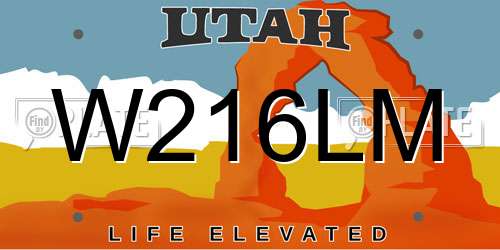 W216LM Utah License Plate