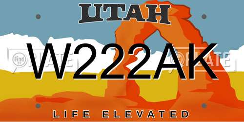 W222AK Utah License Plate
