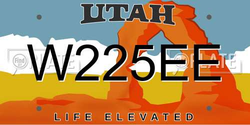 W225EE Utah License Plate