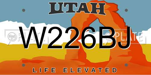 W226BJ Utah License Plate