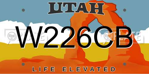 W226CB Utah License Plate