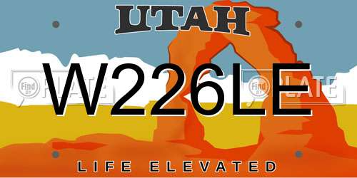 W226LE Utah License Plate
