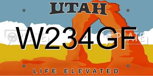 W234GF Utah License Plate