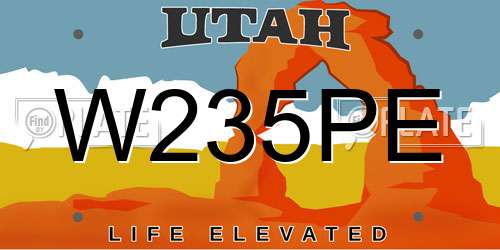 W235PE Utah License Plate