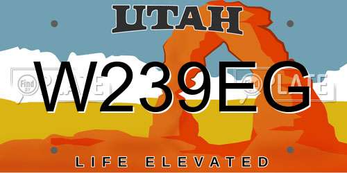 W239EG Utah License Plate