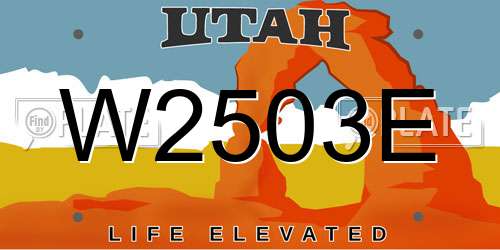 W2503E Utah License Plate