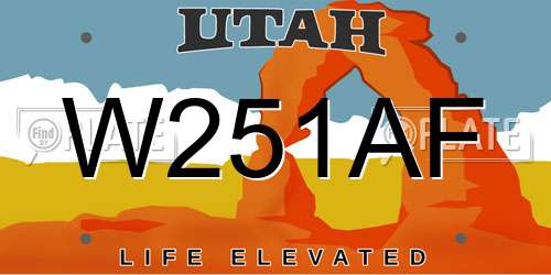 W251AF Utah License Plate