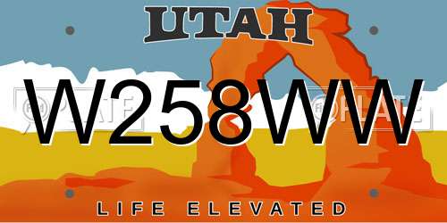 W258WW Utah License Plate