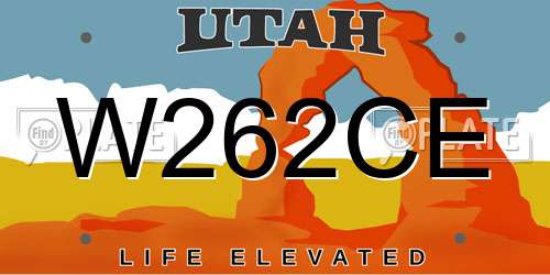 W262CE Utah License Plate