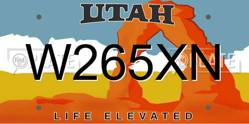W265XN Utah License Plate
