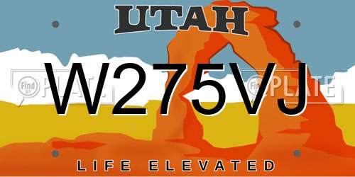 W275VJ Utah License Plate