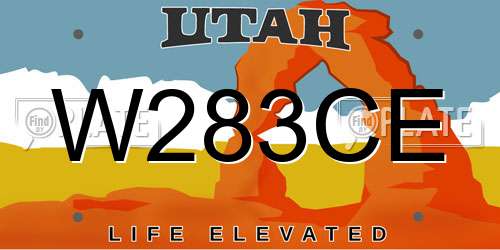 W283CE Utah License Plate