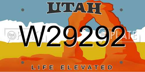W29292 Utah License Plate