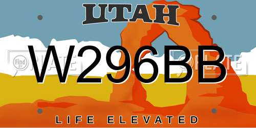 W296BB Utah License Plate