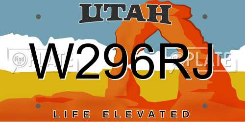 W296RJ Utah License Plate