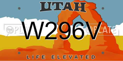 W296V Utah License Plate