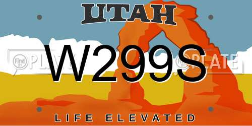 W299S Utah License Plate
