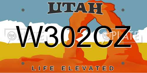 W302CZ Utah License Plate