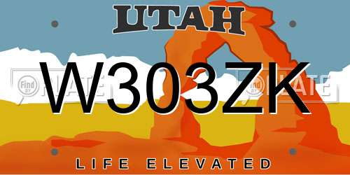 W303ZK Utah License Plate