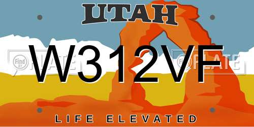 W312VF Utah License Plate