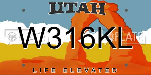 W316KL Utah License Plate