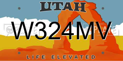 W324MV Utah License Plate