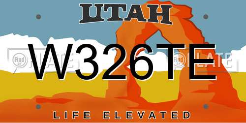W326TE Utah License Plate