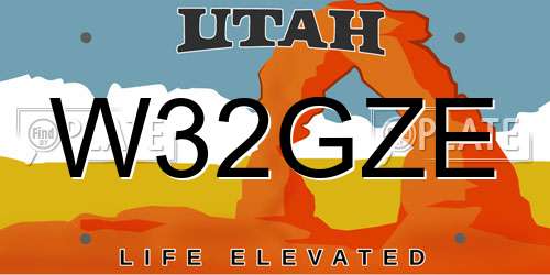 W32GZE Utah License Plate