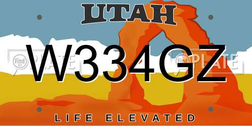 W334GZ Utah License Plate