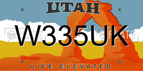W335UK Utah License Plate
