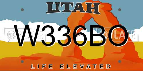 W336BO Utah License Plate