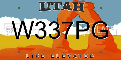 W337PG Utah License Plate