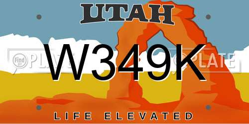 W349K Utah License Plate